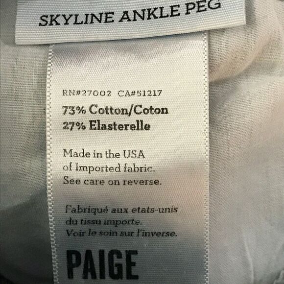 Paige Los Angeles Sz 25 Skyline Ankle Peg Jeans - Picture 7 of 7